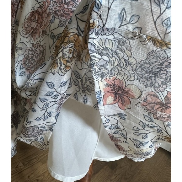 J.O.A. Floral Cold Shoulder Wrap Mini Dress Women's Medium Long Sleeve Lined - Picture 7 of 10